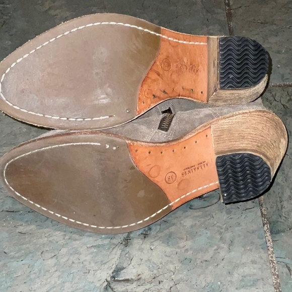 ALL SAINTS, Women’s Taupe Suede Side Zip Ankle Heeled Bootie. Size 38 (8). EUC - Picture 6 of 11